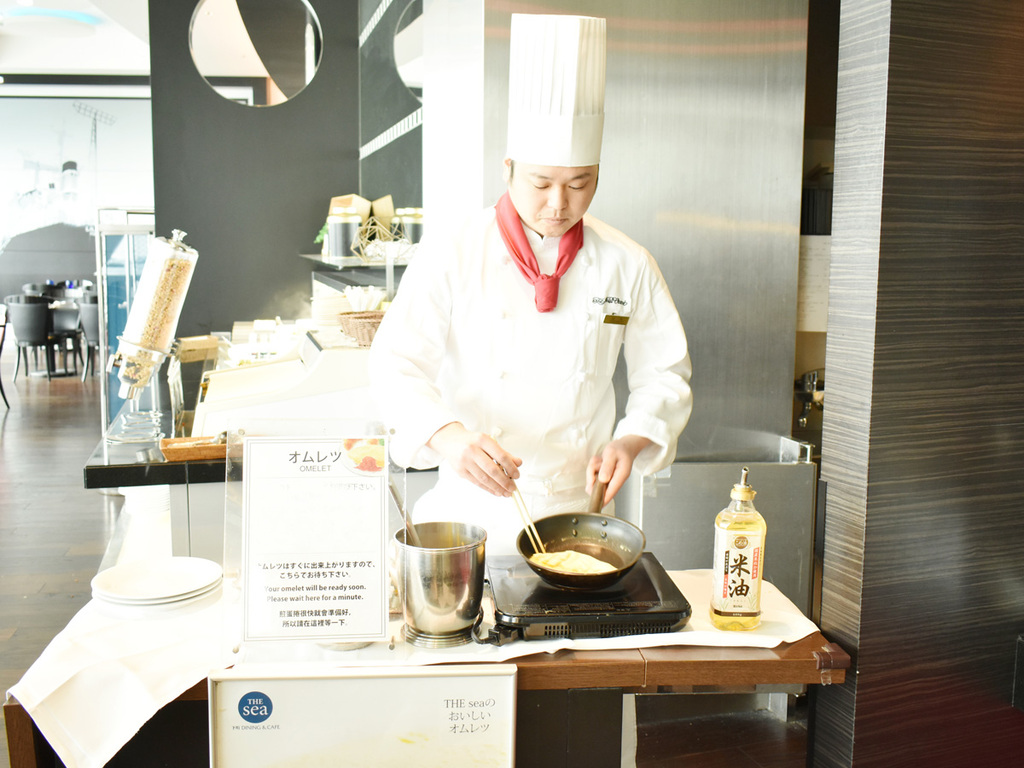 Omelets are cooked by our chefs right before your eyes.