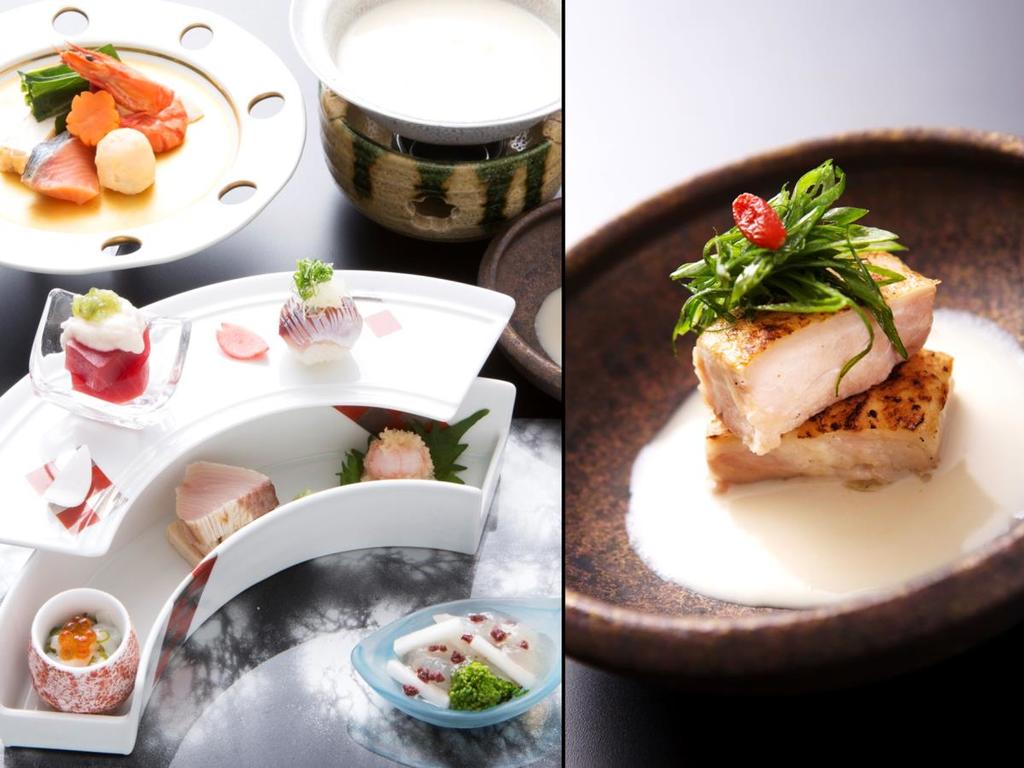 日本料理・カジュアルコース【梅花】一例。内容は季節に応じてご変更致します。