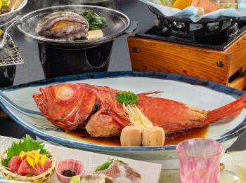 【リニューアル！】犬吠埼温泉元湯　夕食贅沢に！リッチに海鮮プラン～金目煮鯛の煮付け・鮑付～