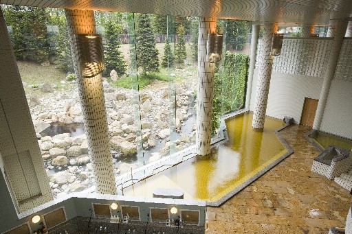 種類豊富な大浴場は１階と２階の吹き抜け式